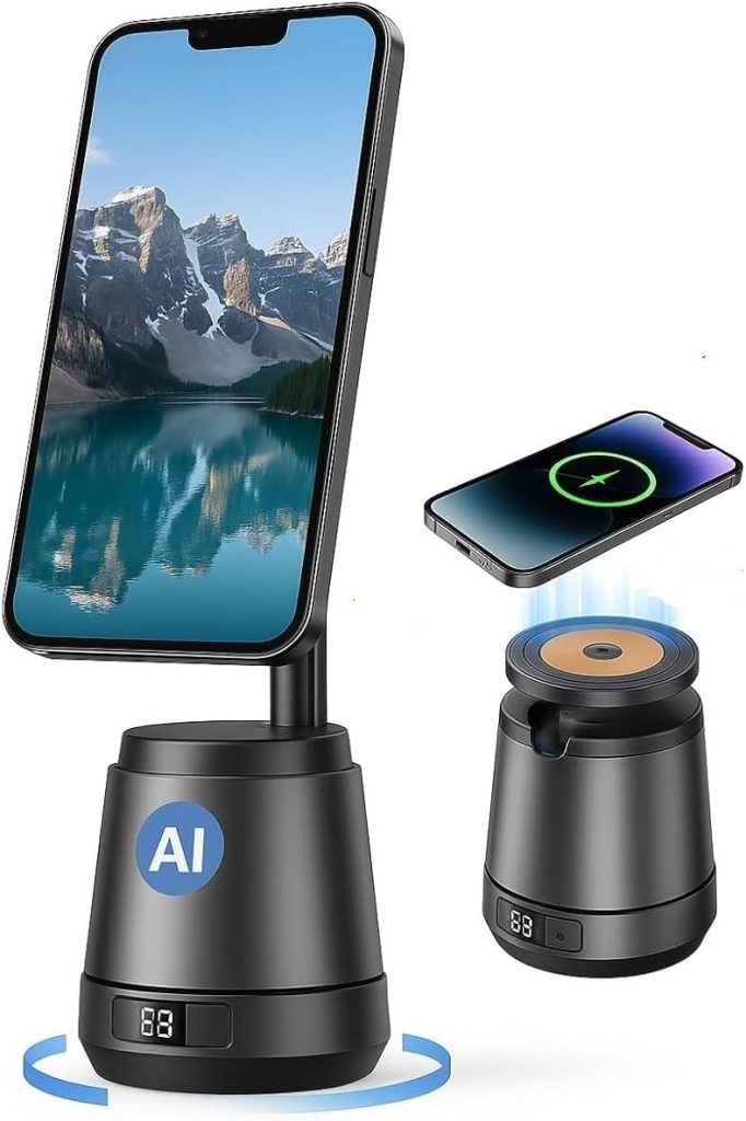 Q05 AI Auto-Tracking Phone Mount (360° Rotating, Magnetic, No App Needed)